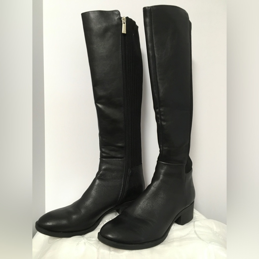 Kenneth Cole Levon Women's Black Knee-High Leather Riding Boots